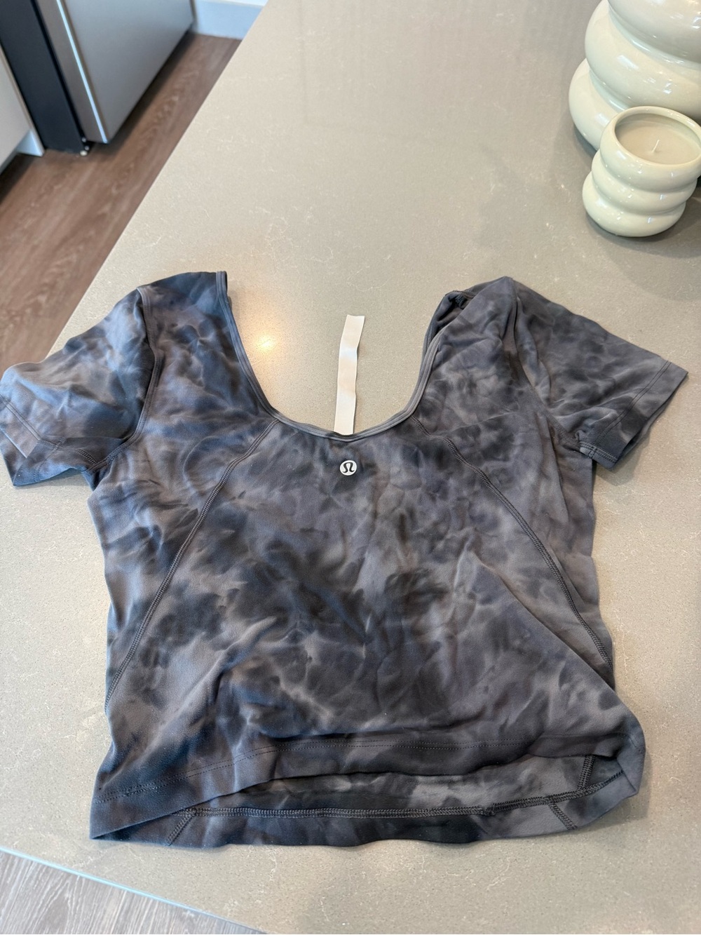 lululemon athletica Charcoal Gray Tie-Dye Scoop Crop Top